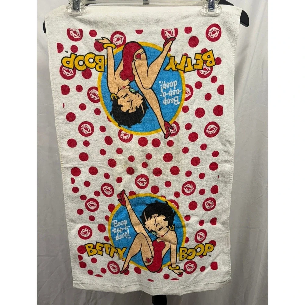 Vintage Retro‎ Betty Boop Graphic White and Red Polka-dot Cotton Hand Towels